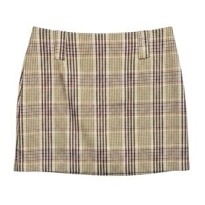 re:named Beige and Black Checkered Mini Skirt